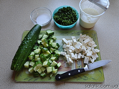 салат с огурцом и сыром фета фото